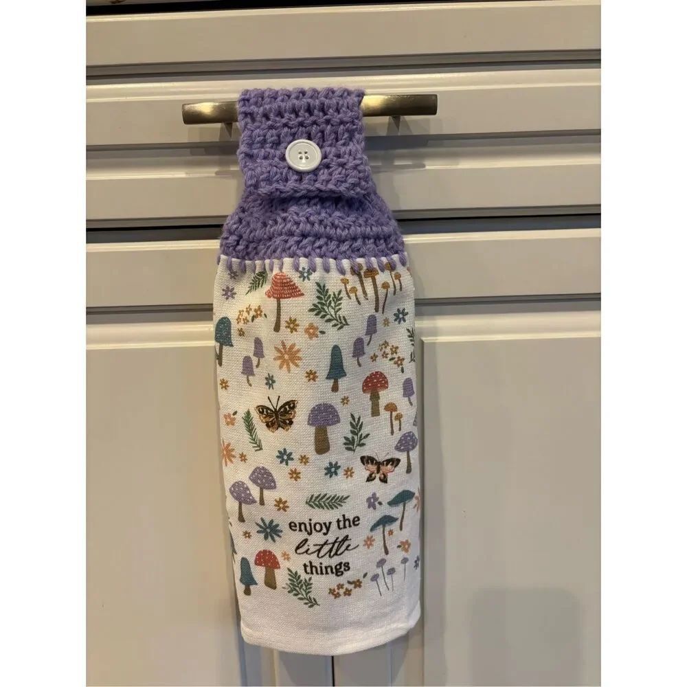 Crochet Top Kitchen Towel-Enjoy the little things